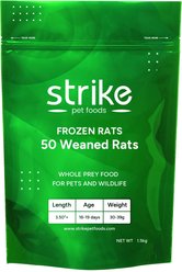 Strike Weaned Frozen Rats Reptile Food, 50 count