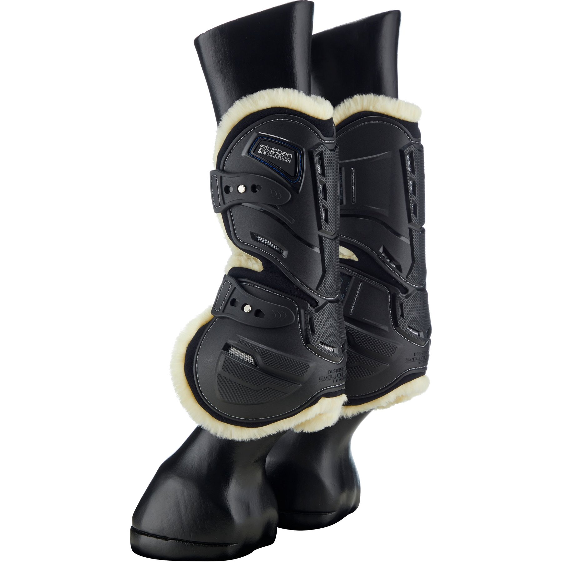 Stubben Hybrid Open Fleece Lined Front Horse Boots, Black, Large