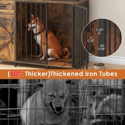 Suadism Furniture, Wooden Kennel Side Table with USB & AC Power Outlet, Drawer & Storage Cabinet Dog Crate, 48.8 x 9.7 x 32.7-in slide 2 of 9