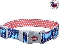 Sublime Adjustable Dog Collar, Blue Diamond Dots, Small: 8-12-in neck, 3/4-in wide slide 1 of 4