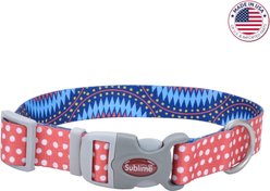 Sublime Adjustable Dog Collar, Dots Blue Diamond, Large: 18-26-in, 1 1/2-in wide slide 1 of 7