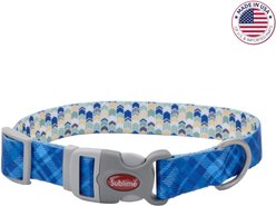 Sublime Adjustable Dog Collar, Navy Plaid, Large: 18-26-in, 1 1/2-in wide
