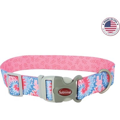 Sublime Sublime Adjustable Dog Collar, Pink Tie Dye with Pink Arrows, Large: 18-26-in, 1 1/2-in wide