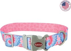 Sublime Adjustable Dog Collar, Pink Tie Dye with Pink Arrows, Medium: 12-18-in neck, 1-in wide