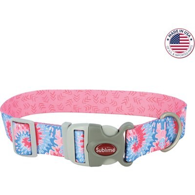 Sublime Sublime Adjustable Dog Collar, Pink Tie Dye with Pink Arrows, Small: 8-12-in neck, 3/4-in wide