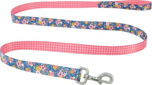 Show full view: Sublime Dog Leash, Pink & Orange Flowers on Navy slide 2 of 7