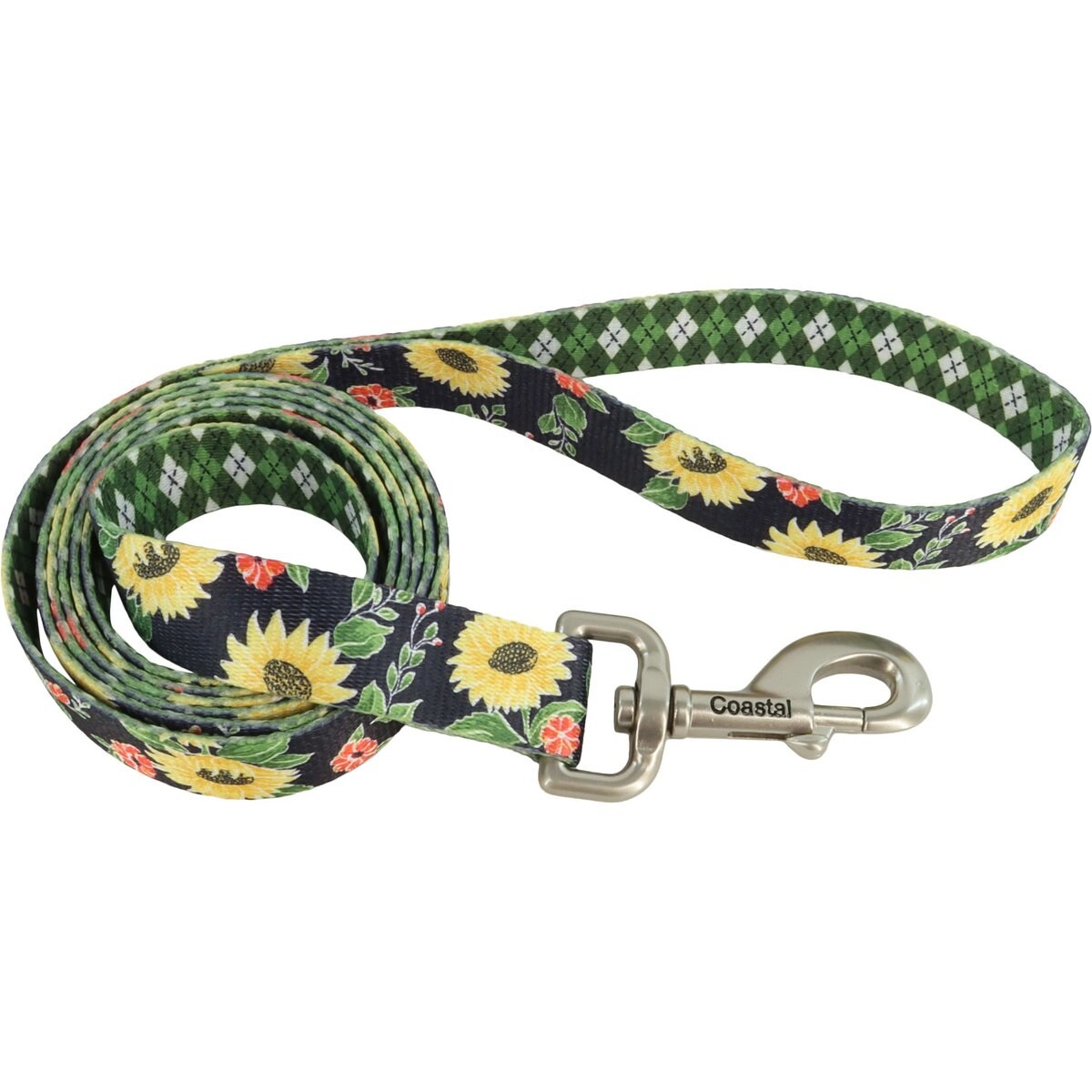 Sublime Dog Leash, Sunflower with Green Argyle