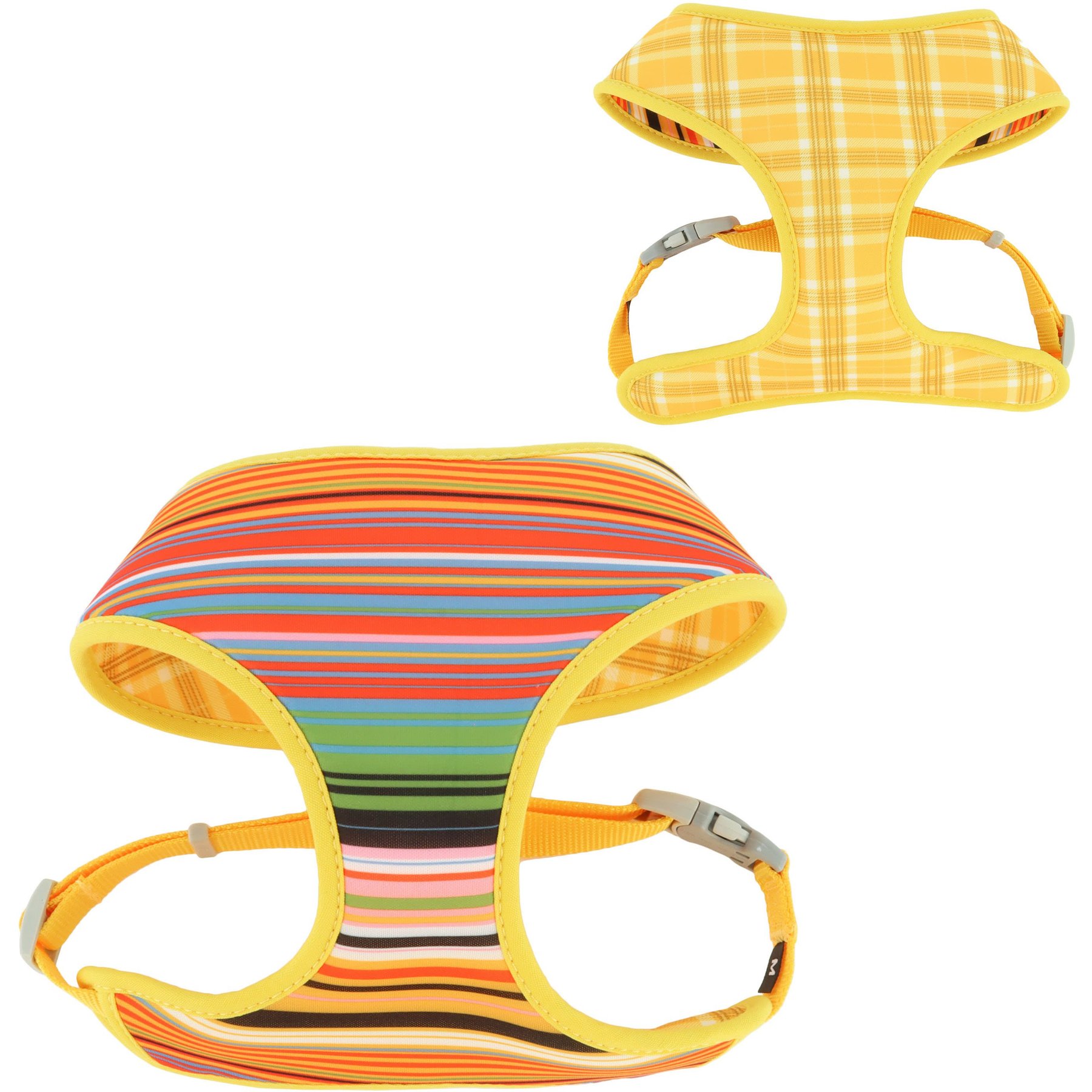 Sublime Reversible Dog Harness, Sublime Stripe with Gold Plaid, X-Small: 16-19-in chest