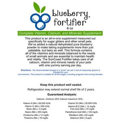 Show full view: SunCoast Sugar Gliders Blueberry Fortifier Sugar Glider Supplement, 8-oz bag slide 2 of 2