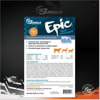 Show full view: Sunglo Epic I.C.E. Hair & Wool Show Cattle, Sheep & Goat Supplement, 25-lb bucket slide 2 of 9