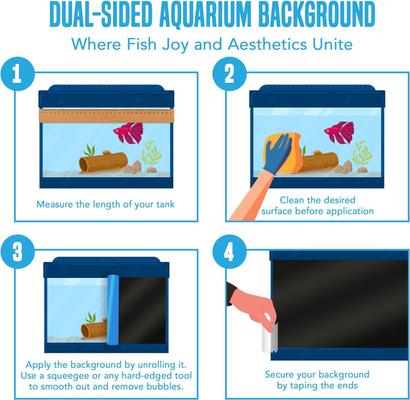 Show full view: SunGrow 2 Sides Blue or Black Aquarium Background Turtle & Betta Fish Tank Backdrop Decoration slide 6 of 8
