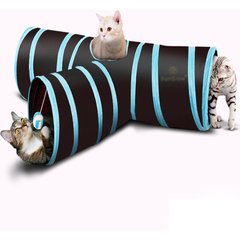 SunGrow Collapsible Entertainment Cat & Rabbit Tunnel Bed, Interactive Stimulation Toy for Indoor Cats, Turquoise & Black