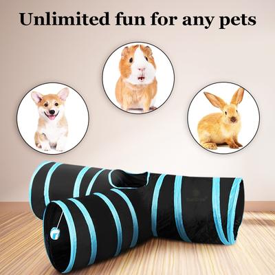 Show full view: SunGrow Collapsible Entertainment Cat & Rabbit Tunnel Bed, Interactive Stimulation Toy for Indoor Cats, Turquoise & Black slide 5 of 6