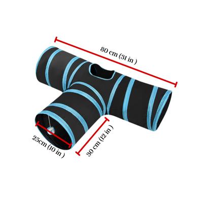 Show full view: SunGrow Collapsible Entertainment Cat & Rabbit Tunnel Bed, Interactive Stimulation Toy for Indoor Cats, Turquoise & Black slide 6 of 6