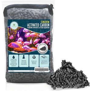 SunGrow Activated Carbon Charcoal Pellets Aquarium Filtration, Cat Litter Box & Water Fountain Deodorizer Filter Media, 10-oz
