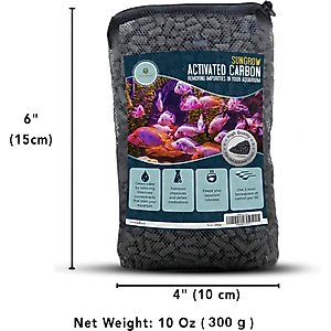 SunGrow Activated Carbon Charcoal Pellets Aquarium Filtration, Cat Litter Box & Water Fountain Deodorizer Filter Media, 10-oz