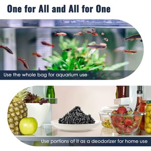 SunGrow Activated Carbon Charcoal Pellets Aquarium Filtration, Cat Litter Box & Water Fountain Deodorizer Filter Media, 10-oz