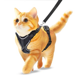 Vila Adjustable Escape Proof Outdoor Walking Cat, Rabbit & Ferret Harness, Black, Small