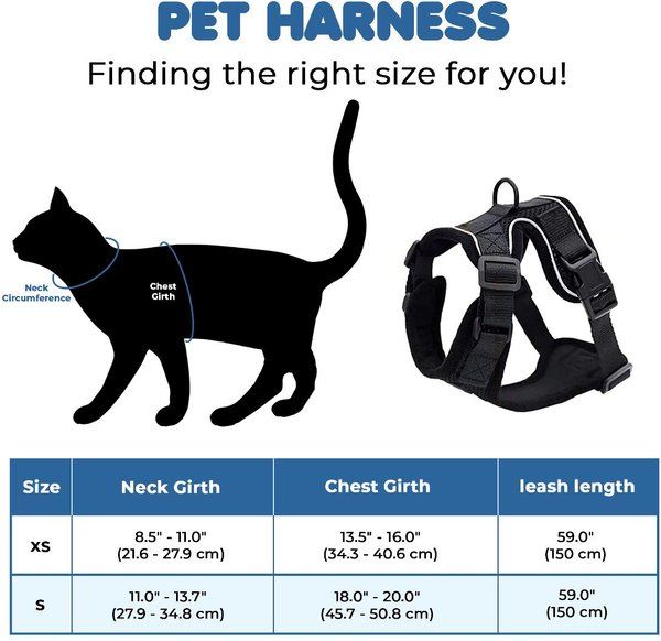 Show full view: Vila Adjustable Escape Proof Outdoor Walking Cat, Rabbit & Ferret Harness, Black, Small slide 4 of 5