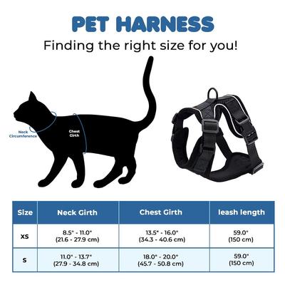 Show full view: Vila Adjustable Escape Proof Outdoor Walking Cat, Rabbit & Ferret Harness, Black, Small slide 4 of 4