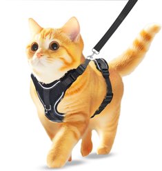 Vila Adjustable Escape Proof Outdoor Walking Cat, Rabbit & Ferret Harness, Black, X-Small