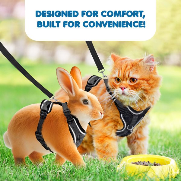 Show full view: Vila Adjustable Escape Proof Outdoor Walking Cat, Rabbit & Ferret Harness, Black, X-Small slide 3 of 4