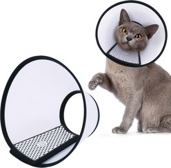 SunGrow Adjustable Lightweight Plastic Elizabethan Collar Recovery Cat Cone, Black, Medium