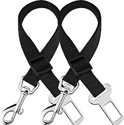 SunGrow Adjustable Safety Tether Dog & Cat Seat Belt Travel Accessories, 2 count, Black