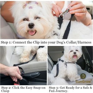 SunGrow Adjustable Safety Tether Dog & Cat Seat Belt Travel Accessories, 2 count, Black