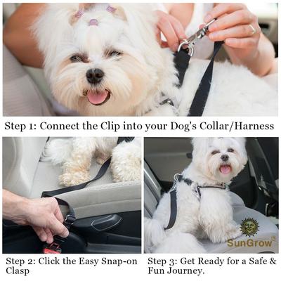 Show full view: SunGrow Adjustable Safety Tether Dog & Cat Seat Belt Travel Accessories, 2 count, Black slide 5 of 9