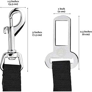 SunGrow Adjustable Safety Tether Dog & Cat Seat Belt Travel Accessories, 2 count, Black