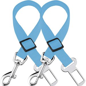 SunGrow Adjustable Safety Tether Dog & Cat Seat Belt Travel Accessories, 2 count, Blue