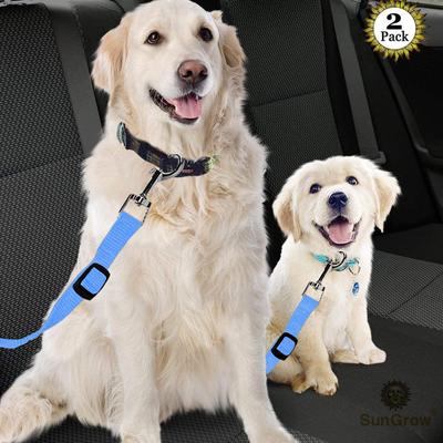 Show full view: SunGrow Adjustable Safety Tether Dog & Cat Seat Belt Travel Accessories, 2 count, Blue slide 3 of 9