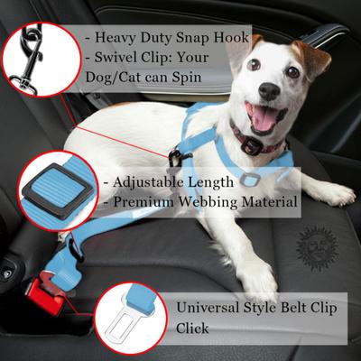 Show full view: SunGrow Adjustable Safety Tether Dog & Cat Seat Belt Travel Accessories, 2 count, Blue slide 4 of 9