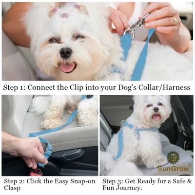 Show full view: SunGrow Adjustable Safety Tether Dog & Cat Seat Belt Travel Accessories, 2 count, Blue slide 5 of 9
