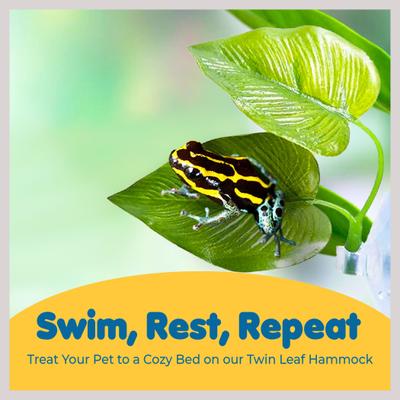 Show full view: Vila African Dwarf Frog & Betta Bed Leaf Hammock with Suction Cups Fish Sleeping Pad Tank & Aquarium Plastic Plants, 3 count slide 3 of 7