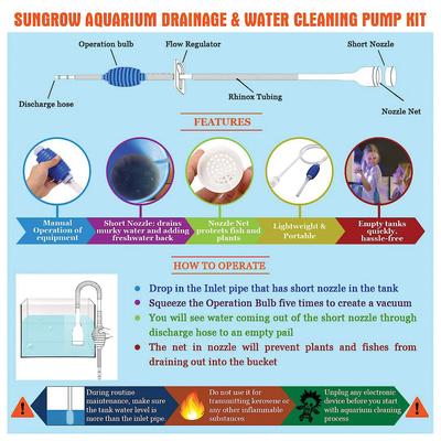 Show full view: SunGrow Aquarium Siphon Vacuum Cleaner, Gravel Cleaning Tool for Fish & Turtle Tank slide 3 of 7