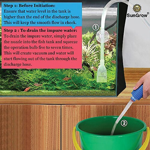 SunGrow Aquarium Siphon Vacuum Cleaner, Gravel Cleaning Tool for Fish & Turtle Tank