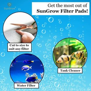SunGrow Betta Aquarium & Koi Pond Polishing Filter Floss, Media Pad for Fish Tank Cartridge 