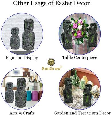 Show full view: SunGrow Betta Fish Moai Easter Island Head Aquarium Ornament, 2-pack, 7-in & 5-in slide 5 of 6