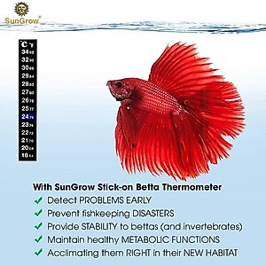 SunGrow Betta Fish Thermometer Sticker, Temperature Strip for Small Aquarium & Reptiles Tank