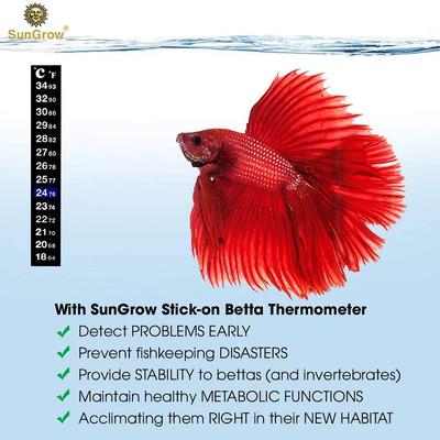 Show full view: SunGrow Betta Fish Thermometer Sticker, Temperature Strip for Small Aquarium & Reptiles Tank slide 3 of 8
