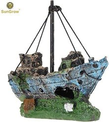 SunGrow Betta Shipwreck Resin Boat Aquarium Ornament & Fish Tank Decor slide 2 of 6