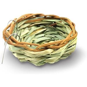 SunGrow Canary & Finch Nesting Material in Bird Cage Handmade Grass Basket, 4-in diameter