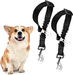 SunGrow Cat & Dog Car Leash Elastic Seat Belt & Restraint for Safety Pet Travel, 2 count