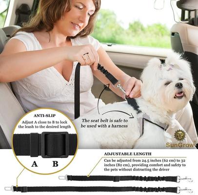 Show full view: SunGrow Cat & Dog Car Leash Elastic Seat Belt & Restraint for Safety Pet Travel, 2 count slide 6 of 7