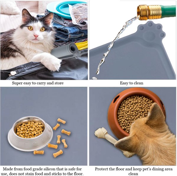 Show full view: SunGrow Cat & Dog Food Mat for Treats & Water Bowls, Waterproof & Non-Slip Silicone Pet Feeding Pad slide 3 of 7