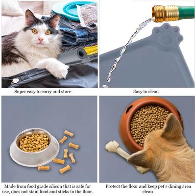 Show full view: SunGrow Cat & Dog Food Mat for Treats & Water Bowls, Waterproof & Non-Slip Silicone Pet Feeding Pad slide 3 of 7