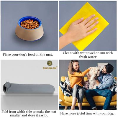 Show full view: SunGrow Cat & Dog Food Mat for Treats & Water Bowls, Waterproof & Non-Slip Silicone Pet Feeding Pad slide 5 of 7