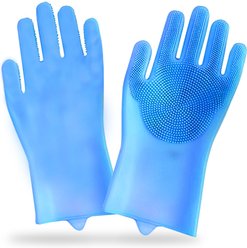 SunGrow Cat & Dog Washing Gloves, Pet Grooming Silicone Bath Scrubber & Massager Brush, Household Cleaning Supplies